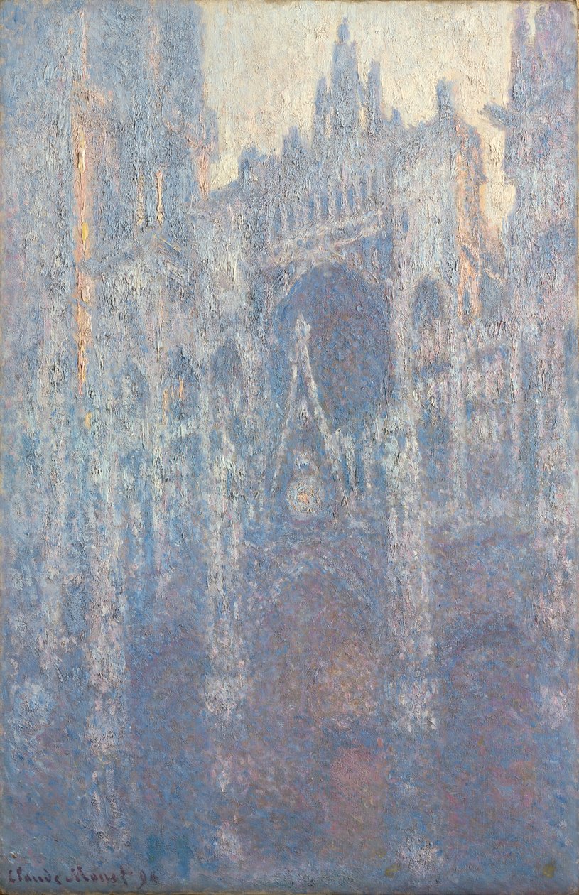 Het portaal van de kathedraal van Rouen in ochtendlicht door Claude Monet