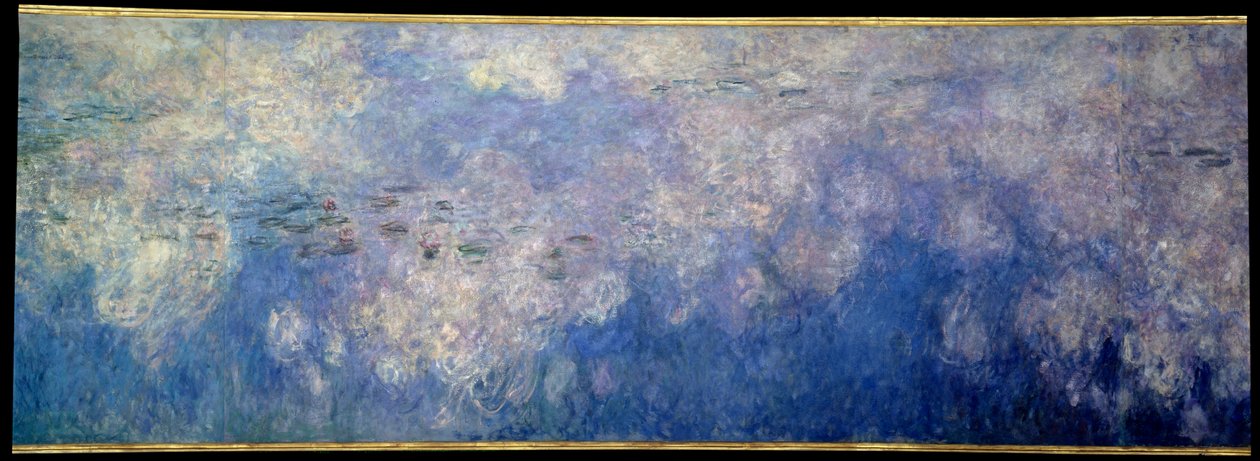 De waterlelies; de wolken. Centraal deel van het drieluik geschilderd in Giverny door Claude Monet