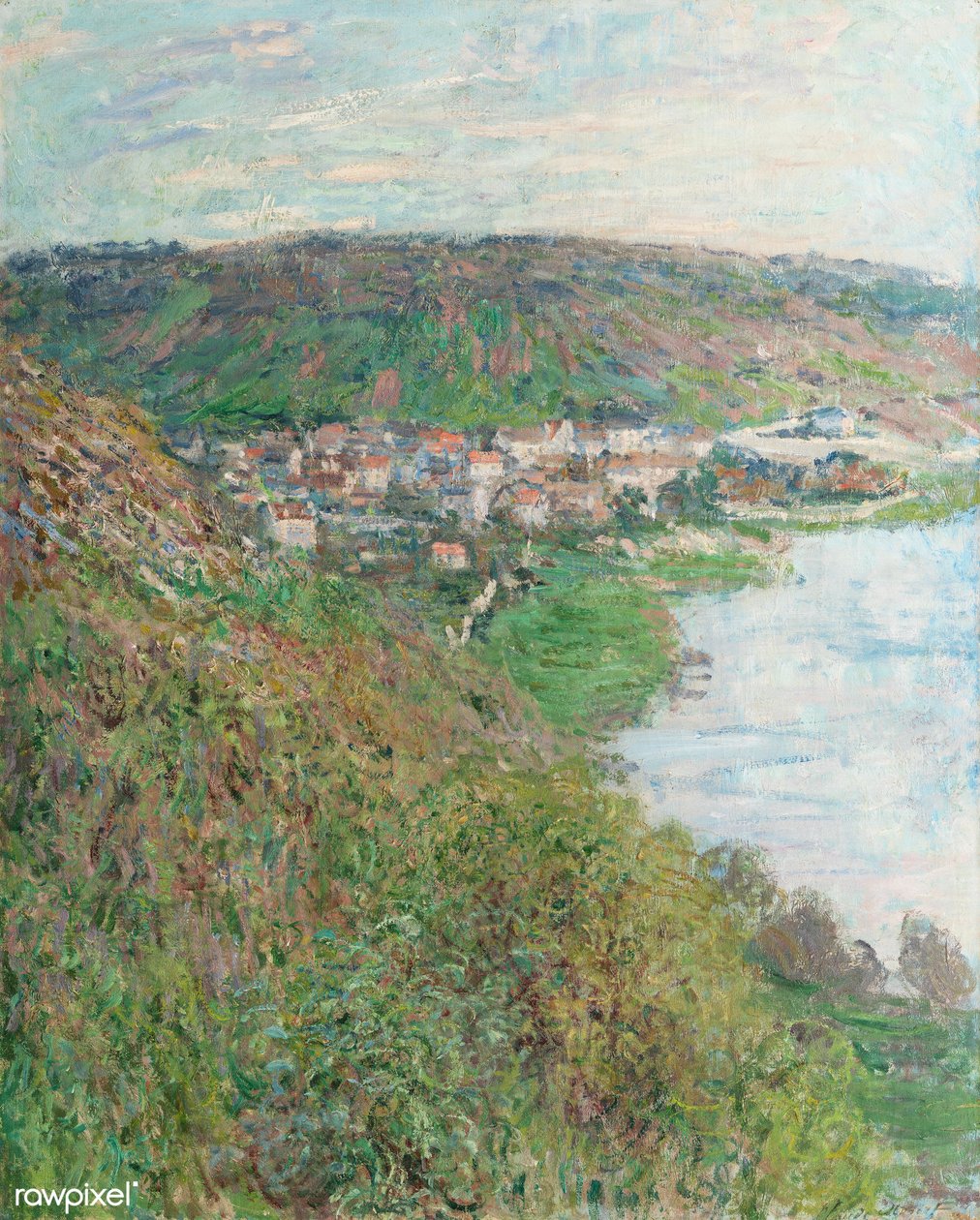 Uitzicht op Vétheuil door Claude Monet