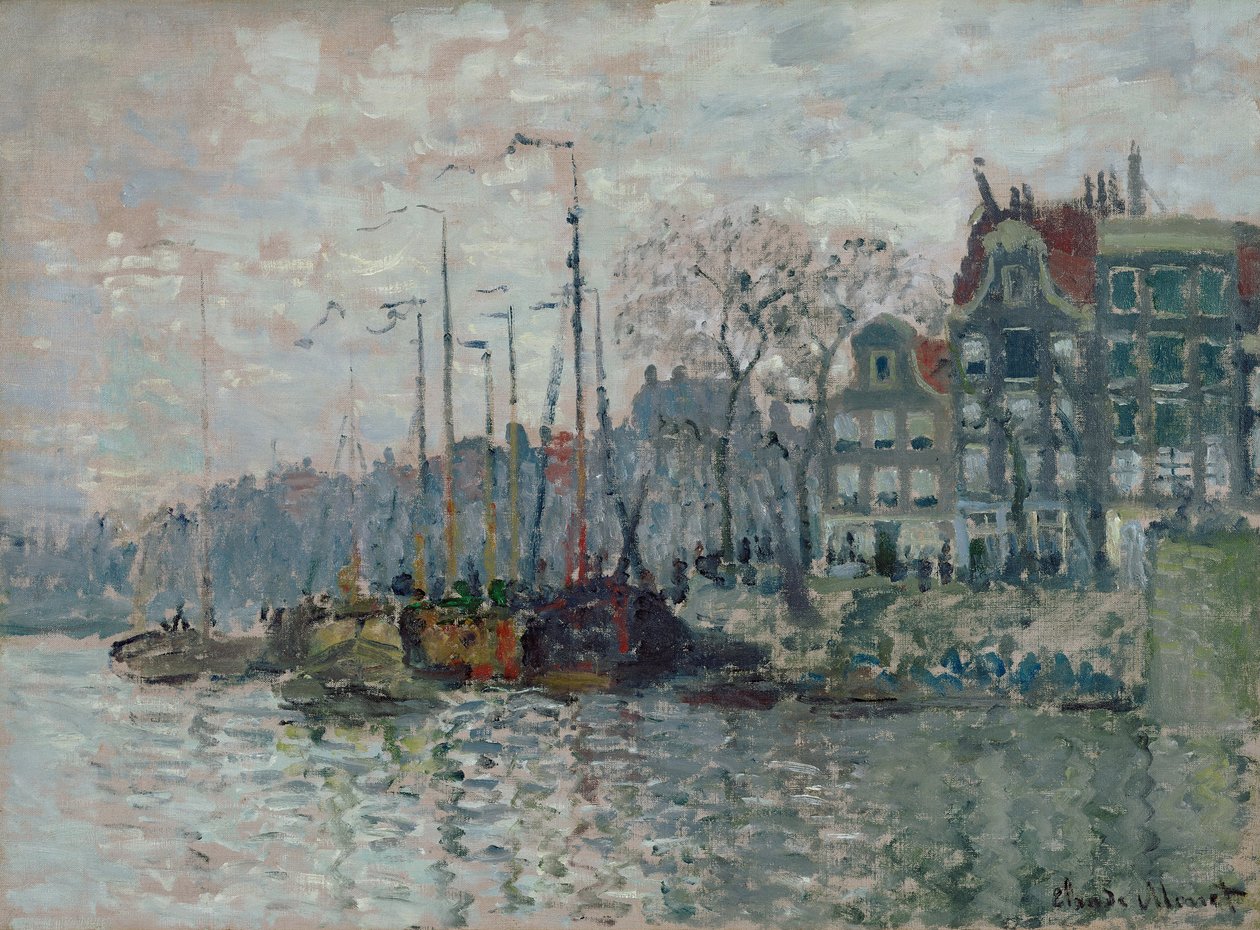 Uitzicht op de Prins Hendrikkade en de Kromme Waal in Amsterdam, 1874 door Claude Monet