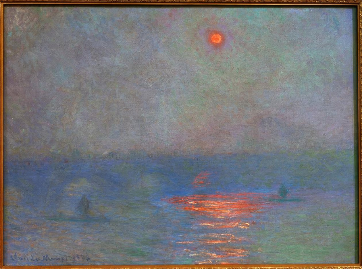 Waterloo Bridge, Zon in de Mist door Claude Monet