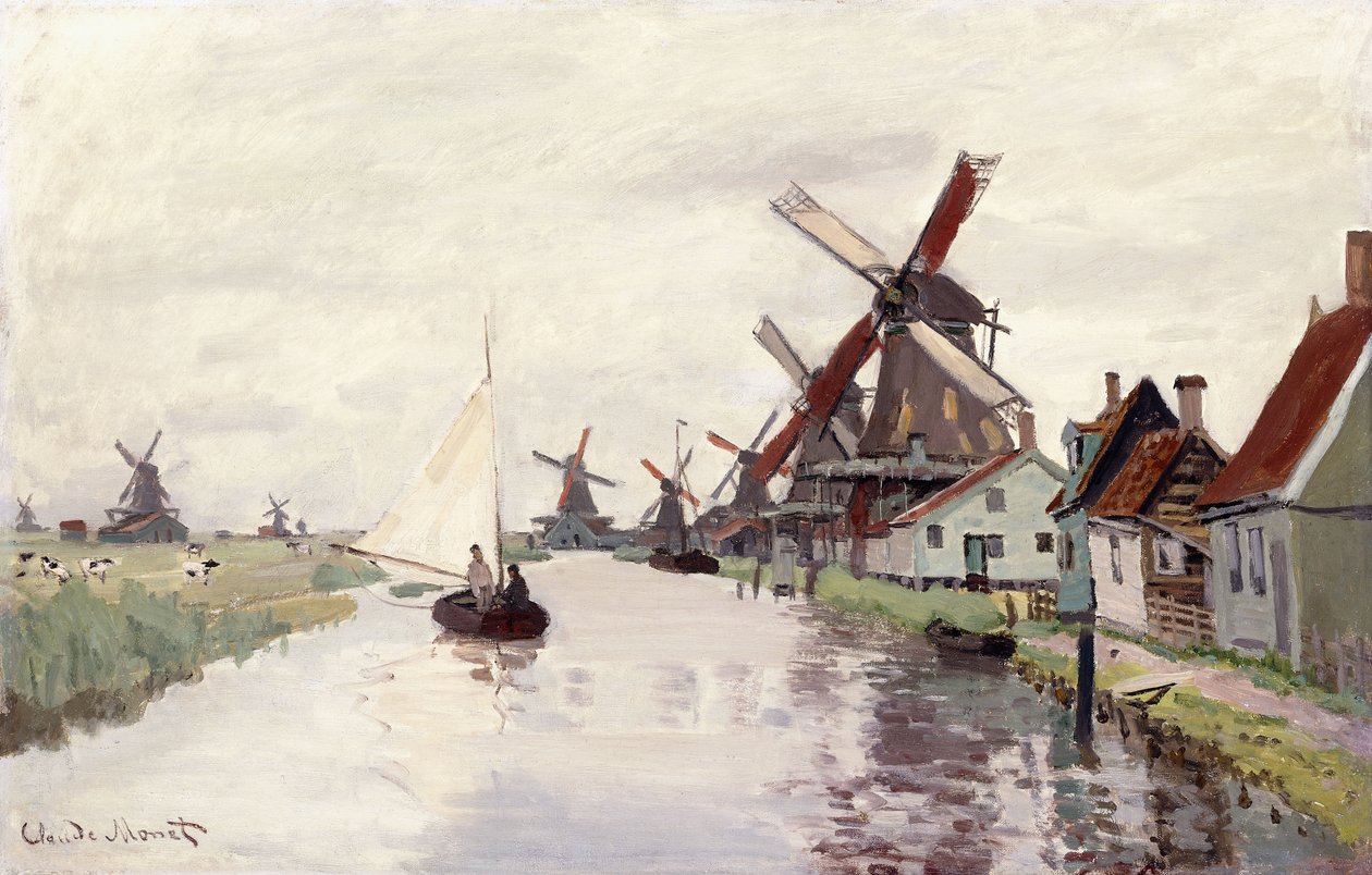 Windmolen in Nederland, 1871 door Claude Monet