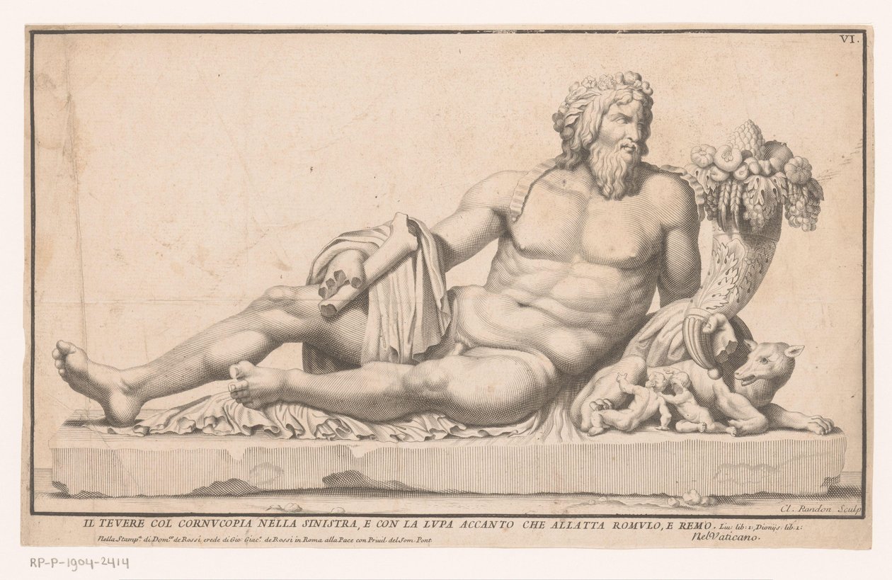 Personificatie van de Tiber door Claude Randon