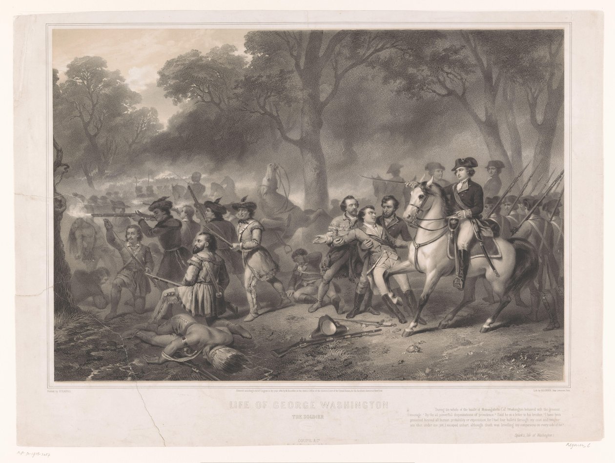 George Washington in de Slag bij de Monongahela door Claude Régnier