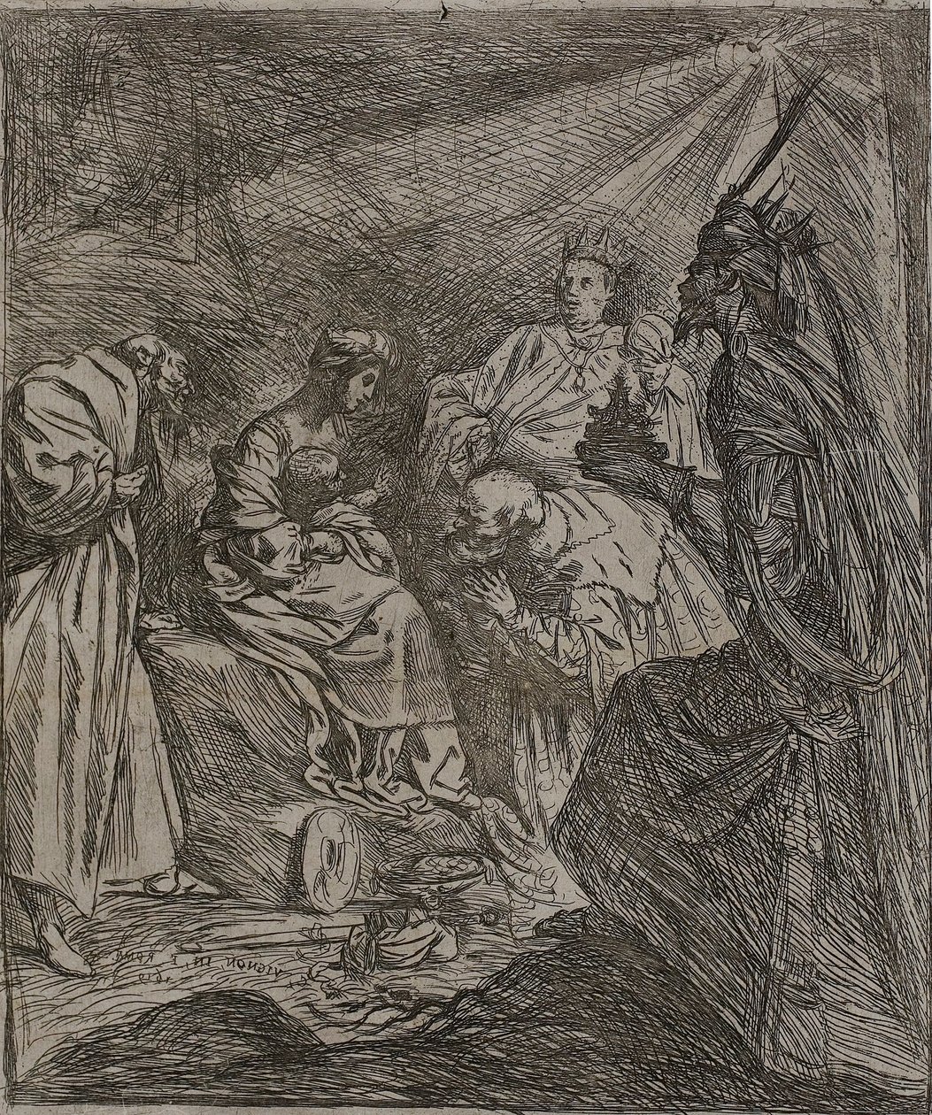 Aanbidding der koningen door Claude Vignon