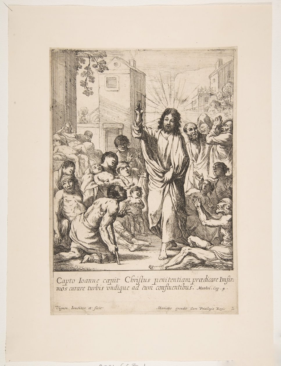Genezing van de zieken Jezus-Christus geneest meerdere zieken in Galilea door Claude Vignon