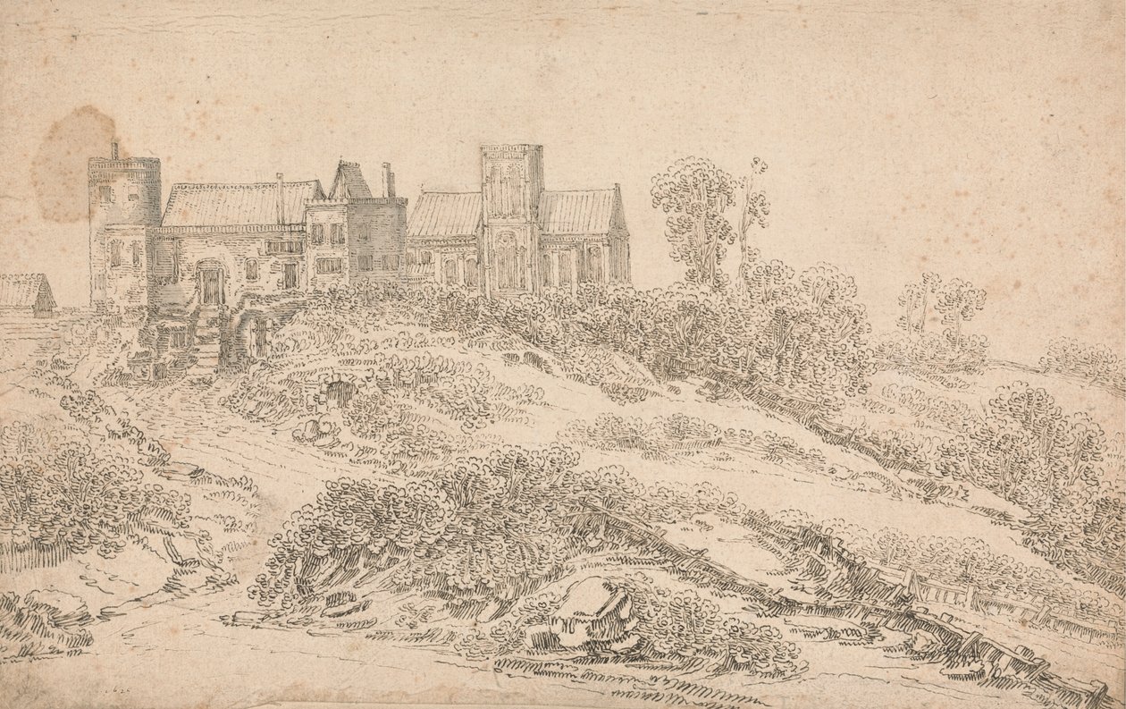 Een Tudor Landhuis en Kerk door Claude de Jongh
