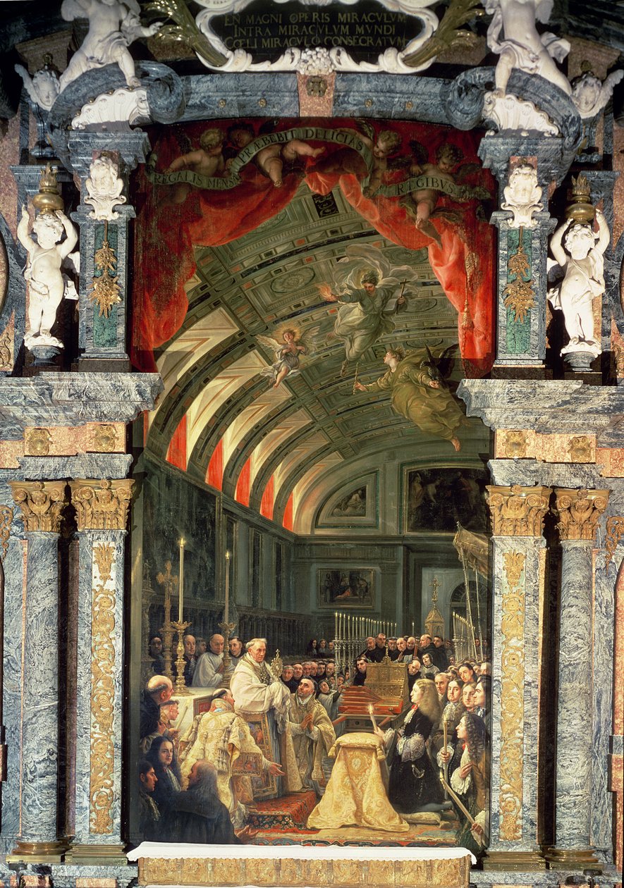 Heilige Communie van Karel II (1661-1700) en zijn Hof, 1690 door Claudio Coello