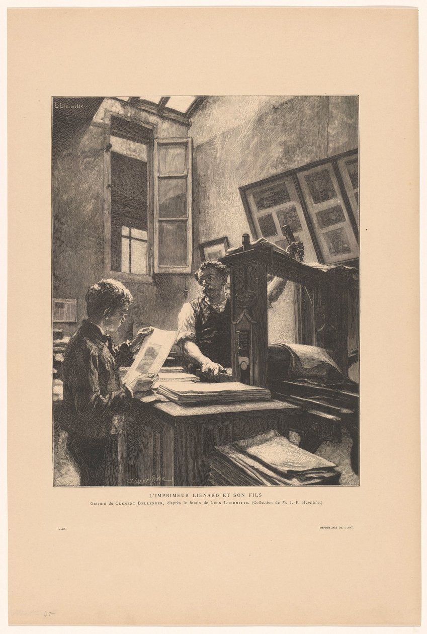 Drukker Liénard en zijn zoon door Clement Bellenger