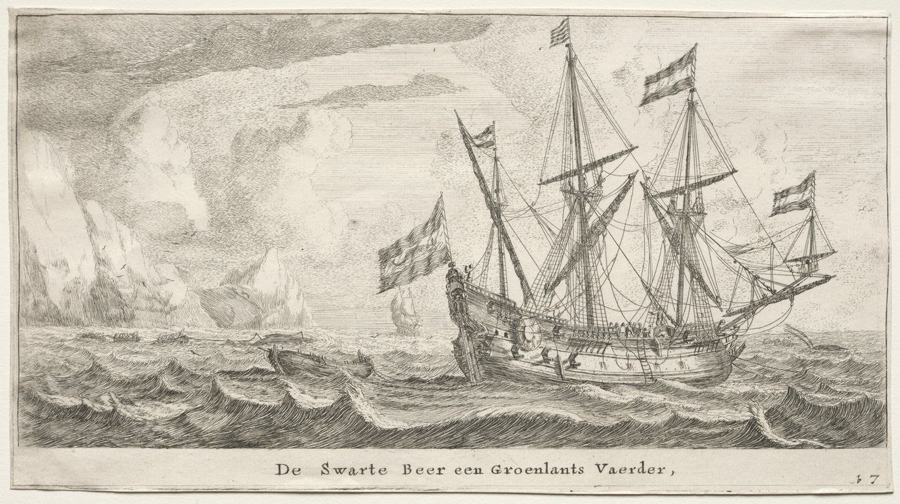 Verschillende Schepen en Zichten van Amsterdam (Verscheÿde Schepen en Gesichten van Amstelredam), Deel II: De Zwarte Beer, een Groenlandse Walvisvaarder door Clement de Jonghe