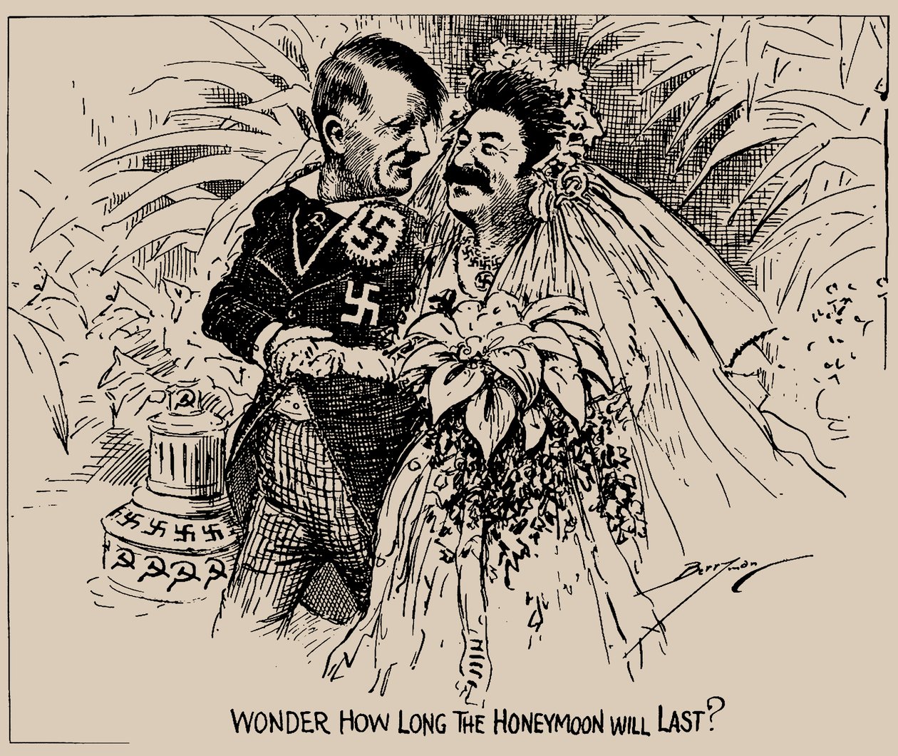 Benieuwd hoe lang de huwelijksreis zal duren The Washington Star, 1939 door Clifford K. Berryman