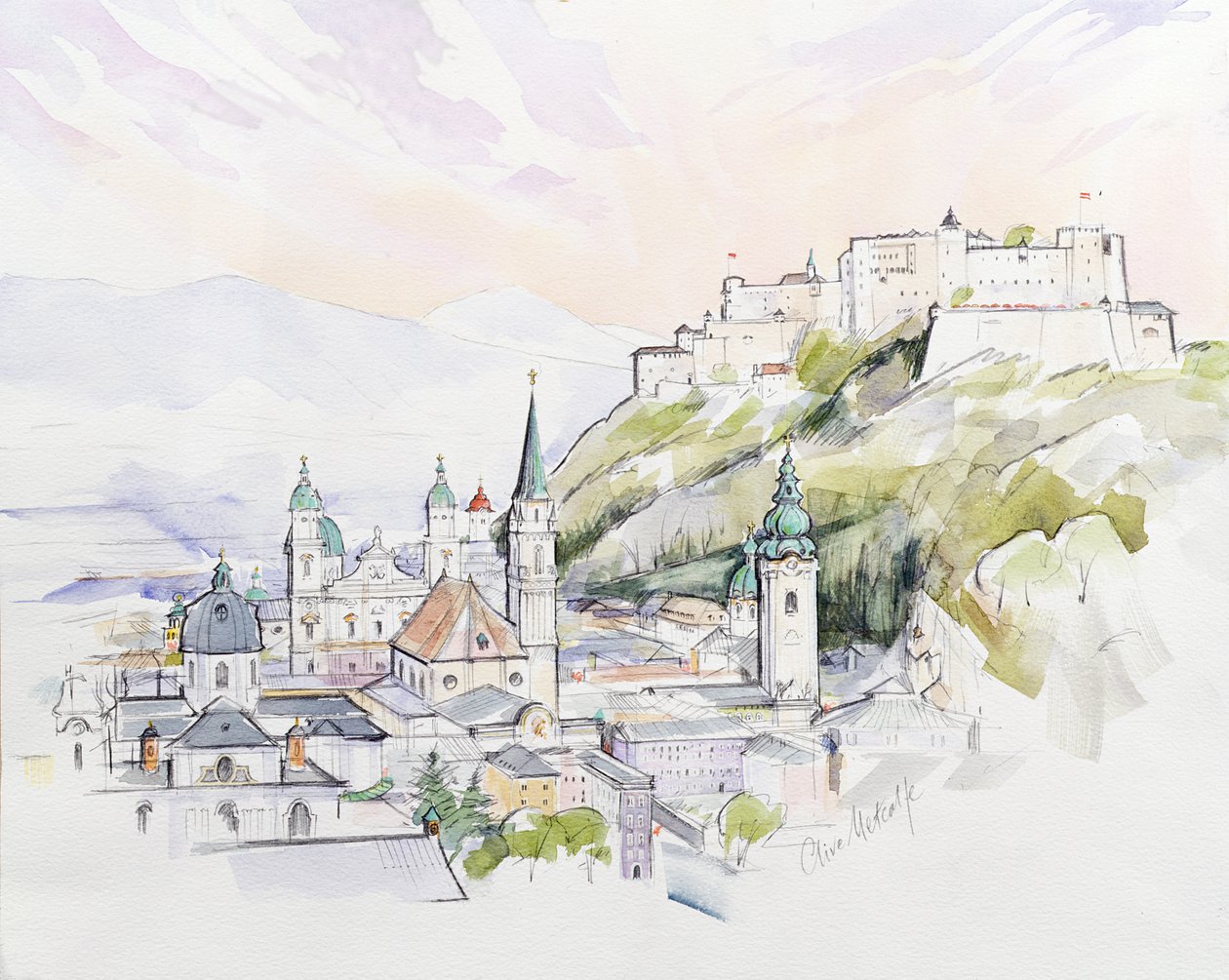 Zonsopgang in Salzburg door Clive Metcalfe