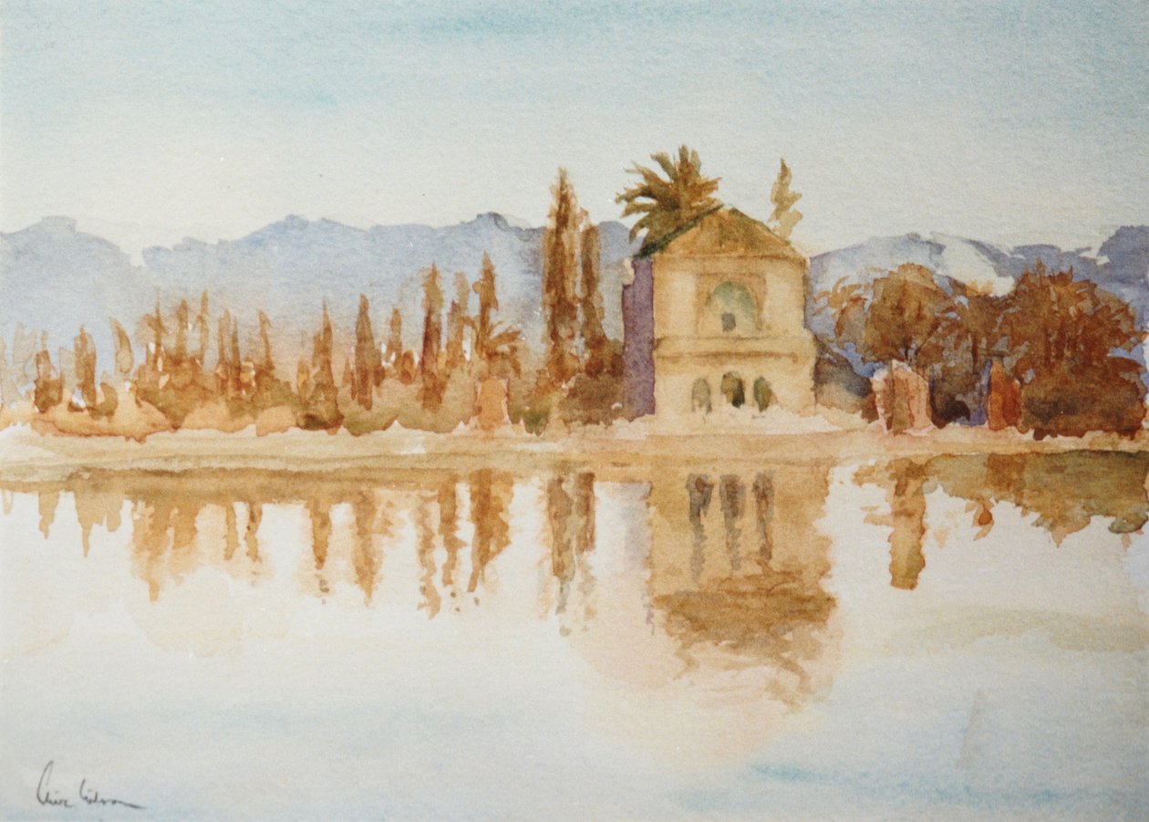 Menara, zonsondergang, 2000 (aquarel) door Clive Wilson