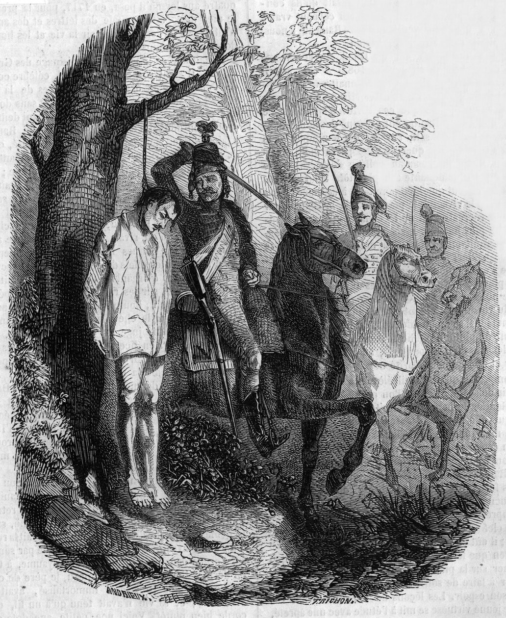 Claude Rameau neergehaald door huzaren door Clément Auguste Andrieux