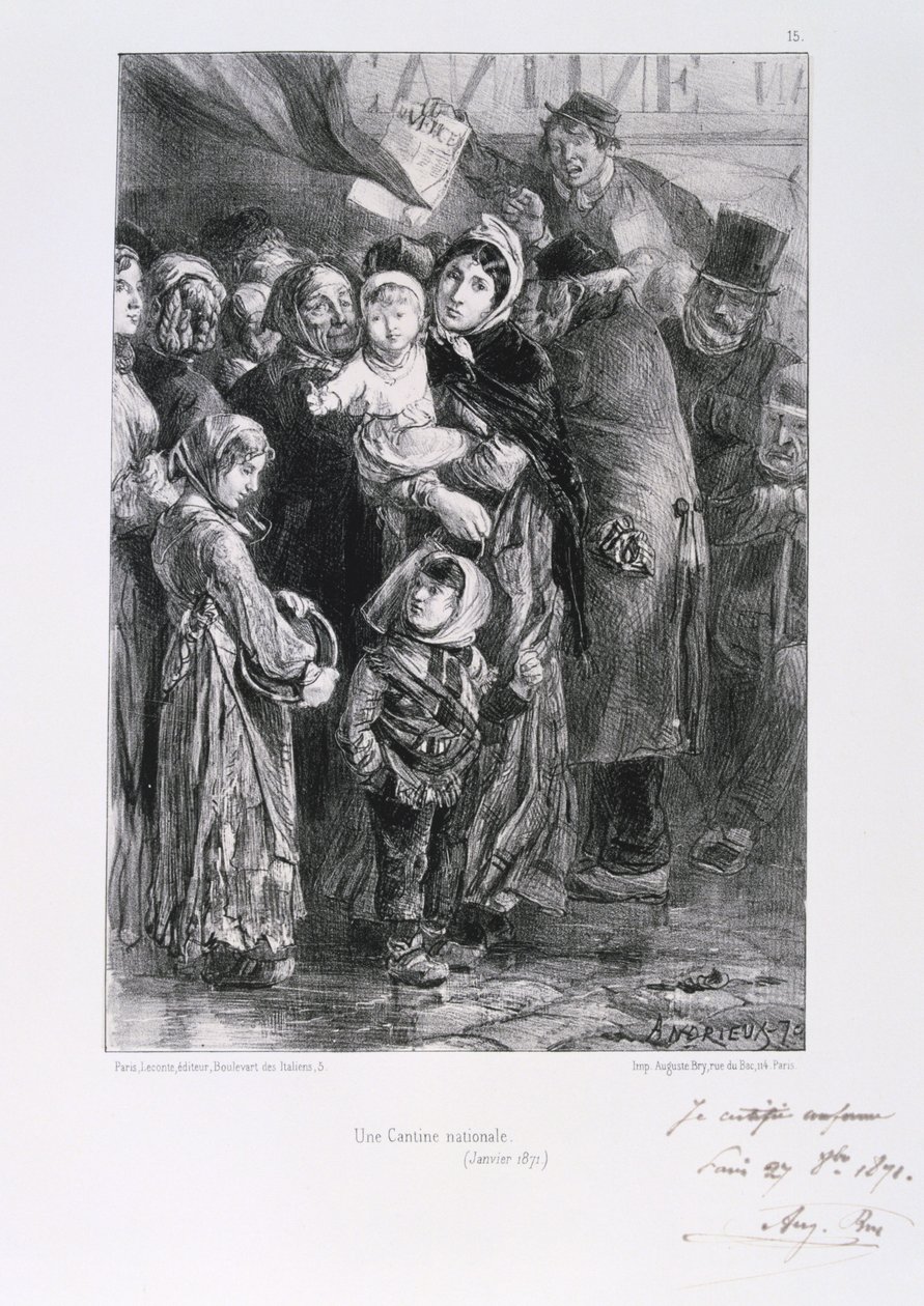 Frans-Duitse Oorlog 1870-1871. Beleg van Parijs 19 sept 1870-28 jan 1871. Een nationale gaarkeuken in Parijs, januari 1871. Uit een serie litho