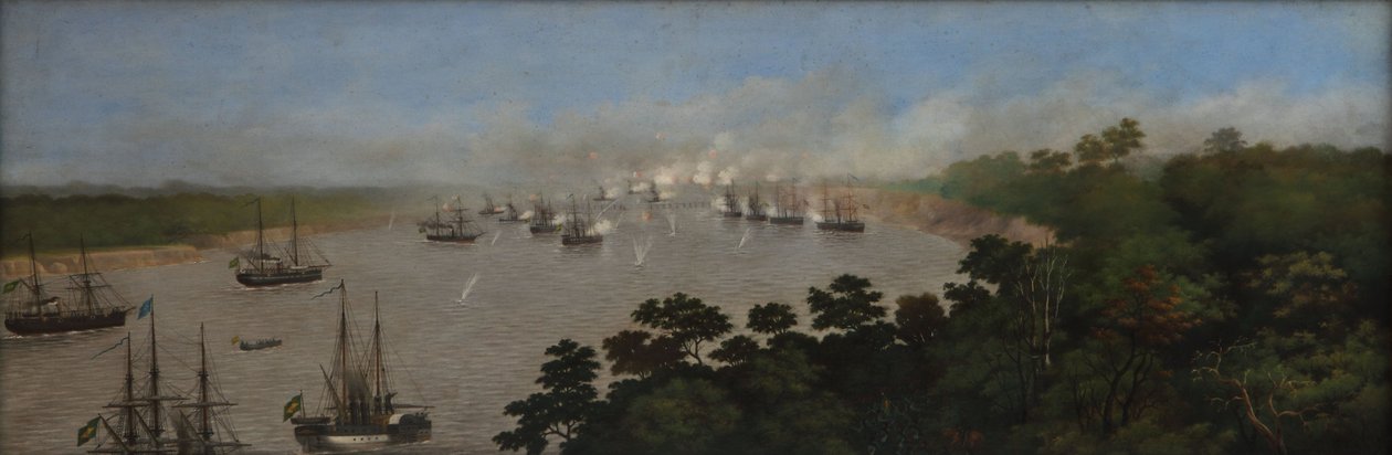 Aanval van het Braziliaanse squadron op de batterijen van Curupaytí door Candido Lopez