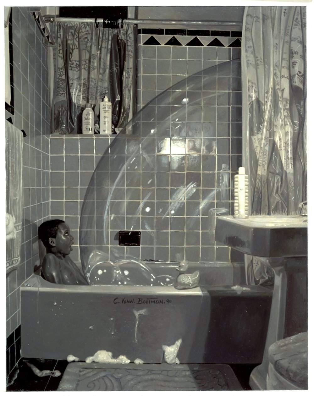 Jongen en de Zeepbel, 1990 door Colin Bootman