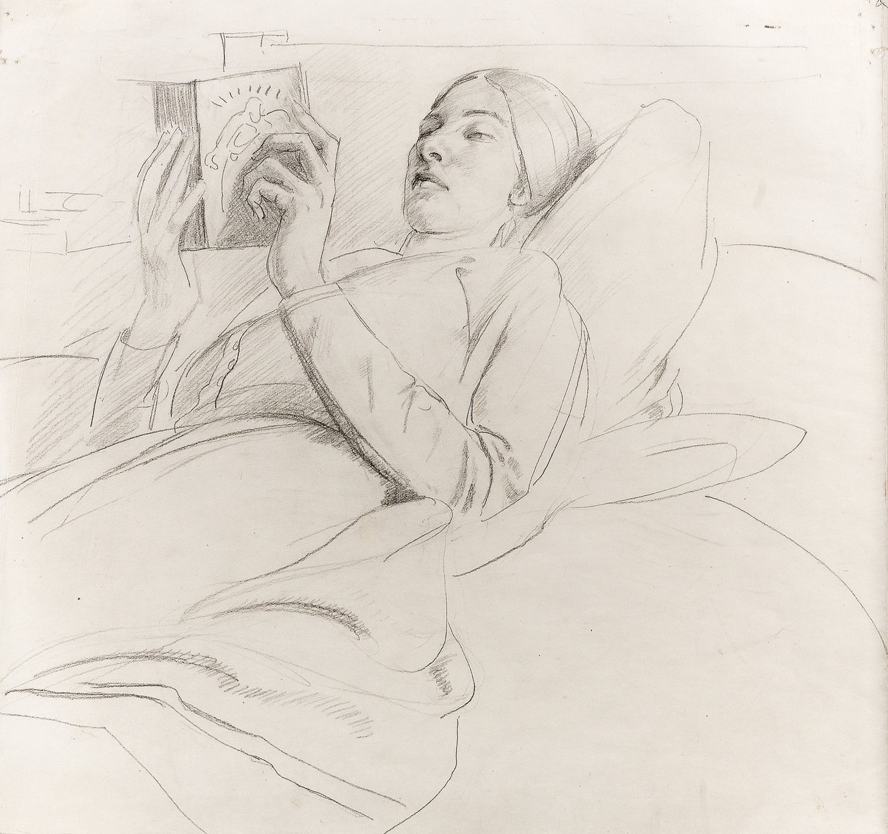 Portret van Winifred Knights (1899-1947) lezend, ca. 1921 door Colin Unwin Gill