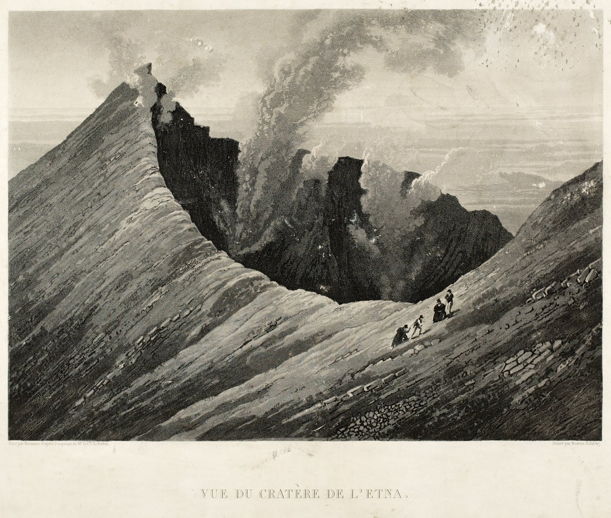 Uitzicht op de Krater van Etna, gegraveerd door Newton Fielding (1799-1856) door Comte de Forbin