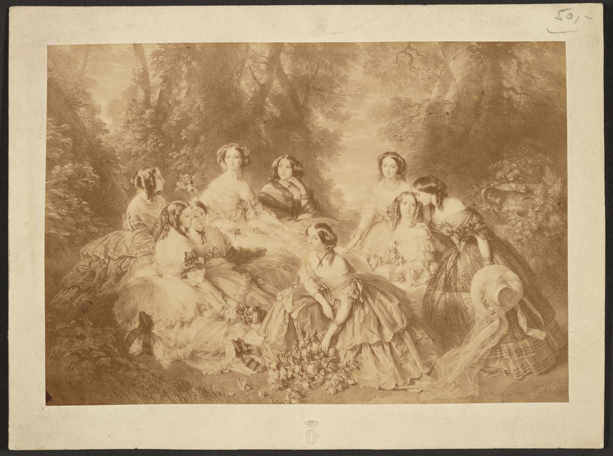 "Keizerin Eugenie omringd door haar hofdames" door Franz Xaver Winterhalter door Comte Olympe Aguado