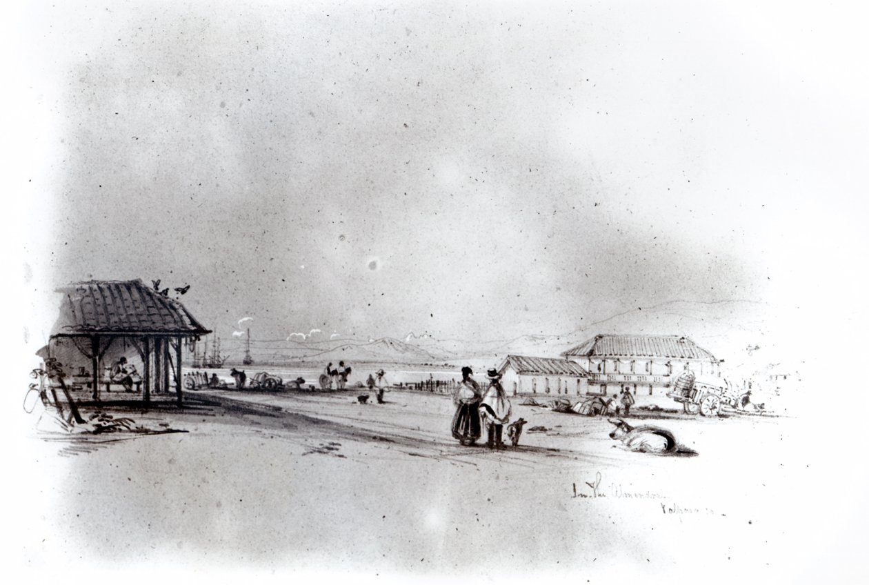 Uitzicht op Valparaiso, 1834 door Conrad Martens