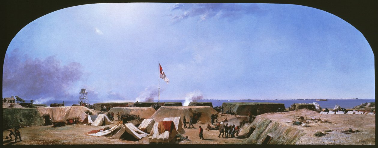 Bombardement van Fort Moultrie, Charleston Harbor, South Carolina door Conrad Wise Chapman