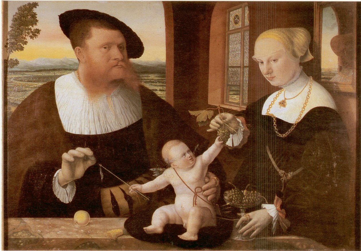 Dubbelportret van Justinian von Holzhausen en zijn vrouw Anna, née Fürstenberg door Conrad Faber von Kreuznach
