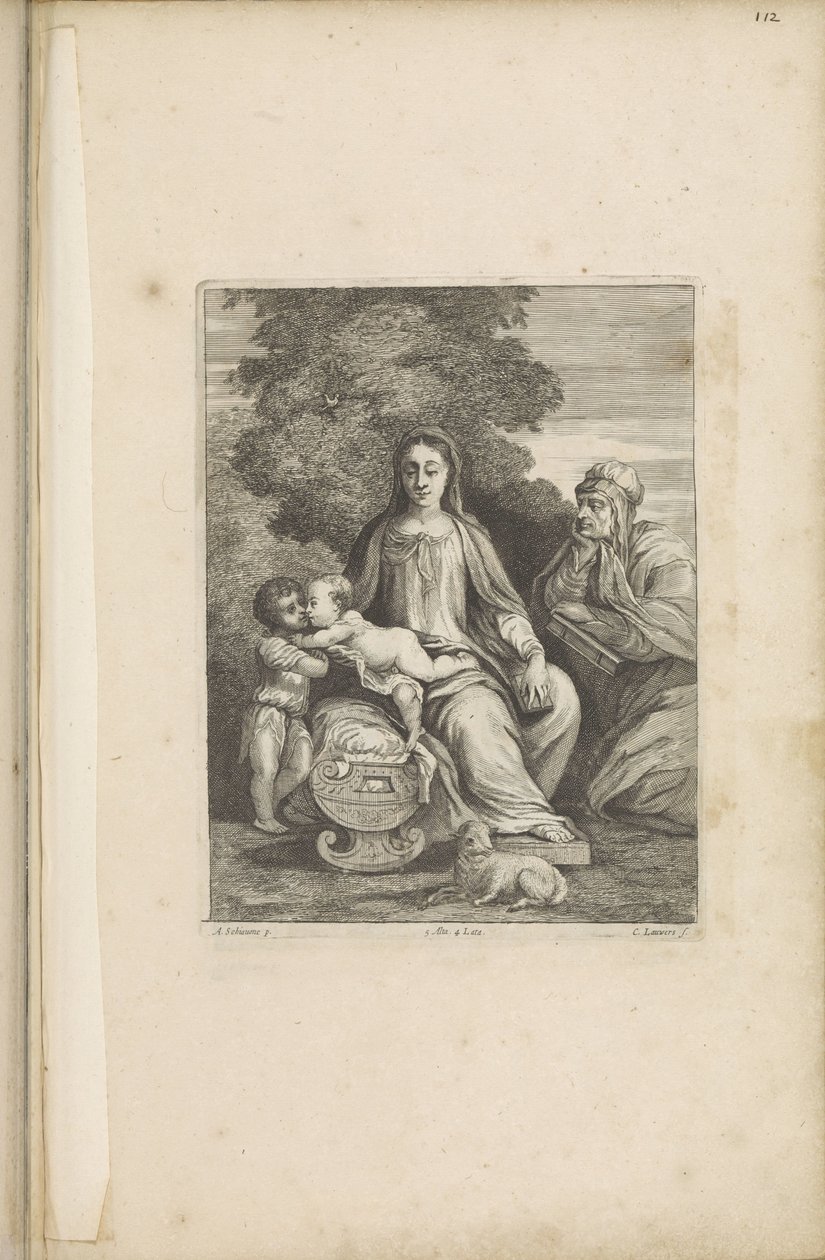 Maria met het Christuskind, de jonge Johannes de Doper en de H. Elisabet door Conrad Lauwers