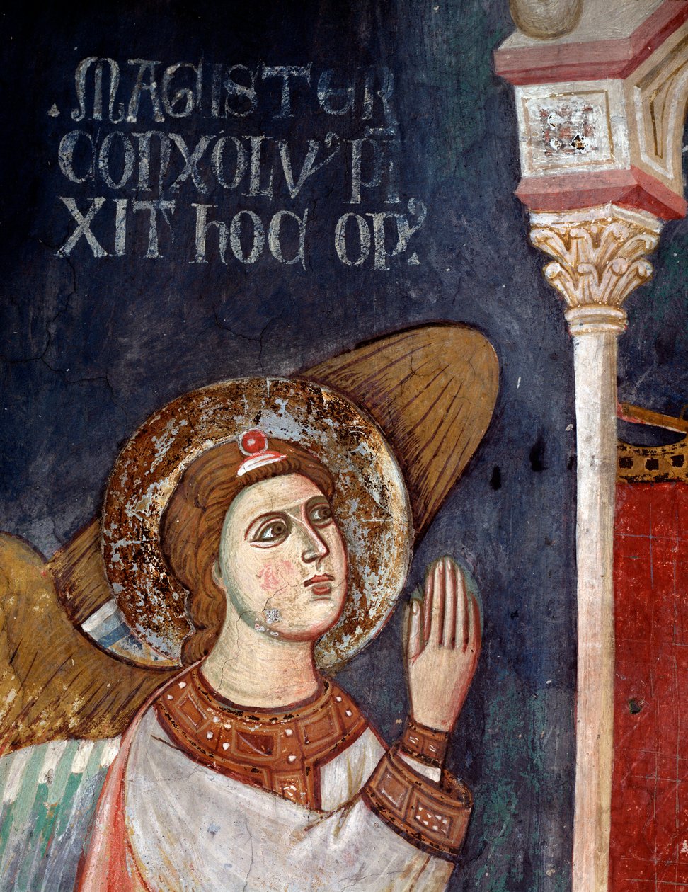 Maagd met kind omringd door engelen, detail (fresco) door Consolo 