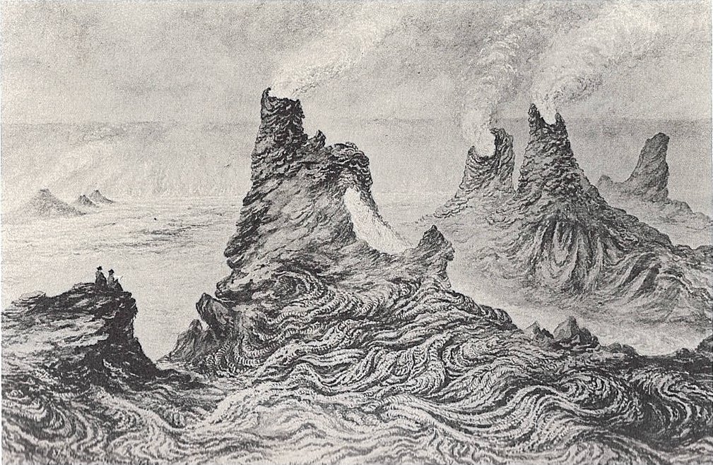 Tijdelijke schoorstenen en vuurfonteinen van Kilauea door Constance Gordon Cumming