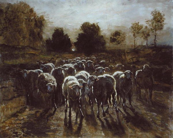 Kudde schapen, of De terugkeer van de kudde door Constant Emile Troyon