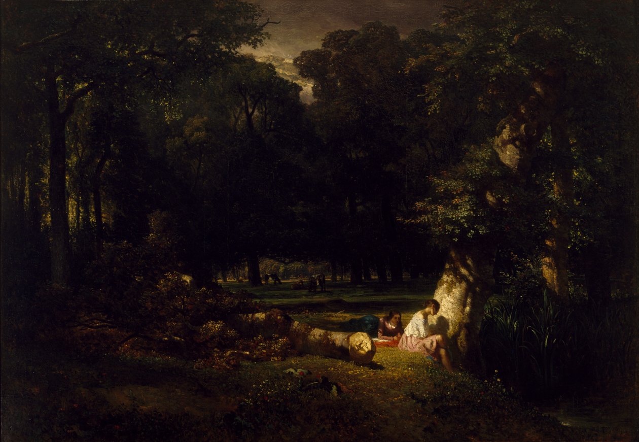 De Baders (Open plek in het Bos) door Constant Emile Troyon