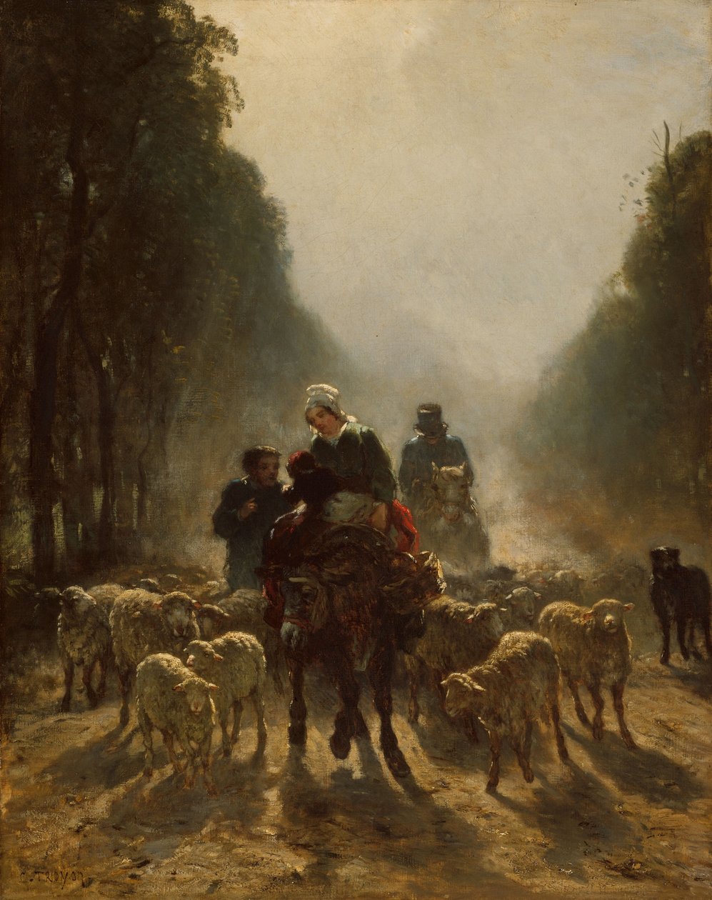 De weg naar de markt, 1858-59 door Constant Emile Troyon