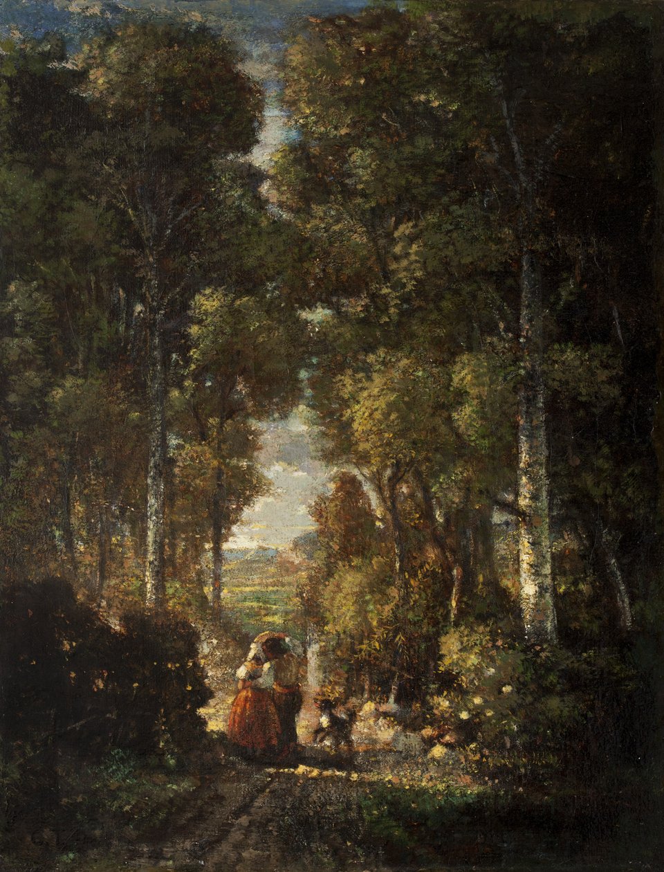 Dorpsweg (Le Chemin du Village) door Constant Emile Troyon