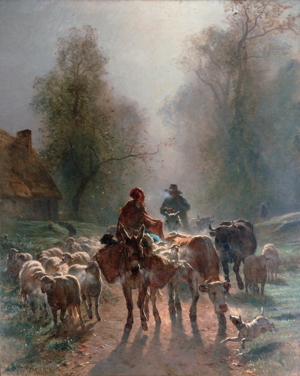 Op weg naar de markt, 1859 door Constant Troyon
