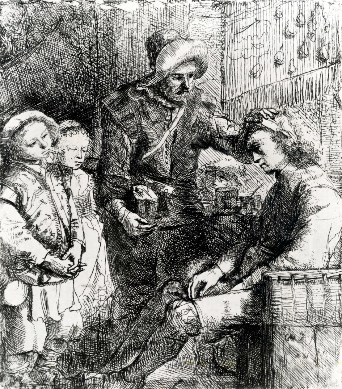 Dokter en patiënt, 1651 door Constantin Daniel van Renesse