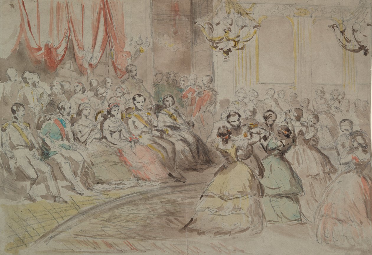 Een Staatsbal, Vermoedelijk met Napoleon III door Constantin Guys