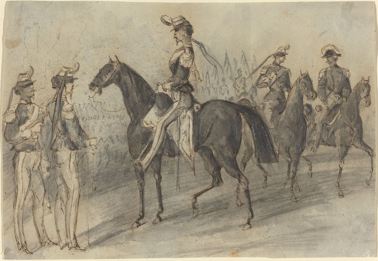 Militaire parade door Constantin Guys