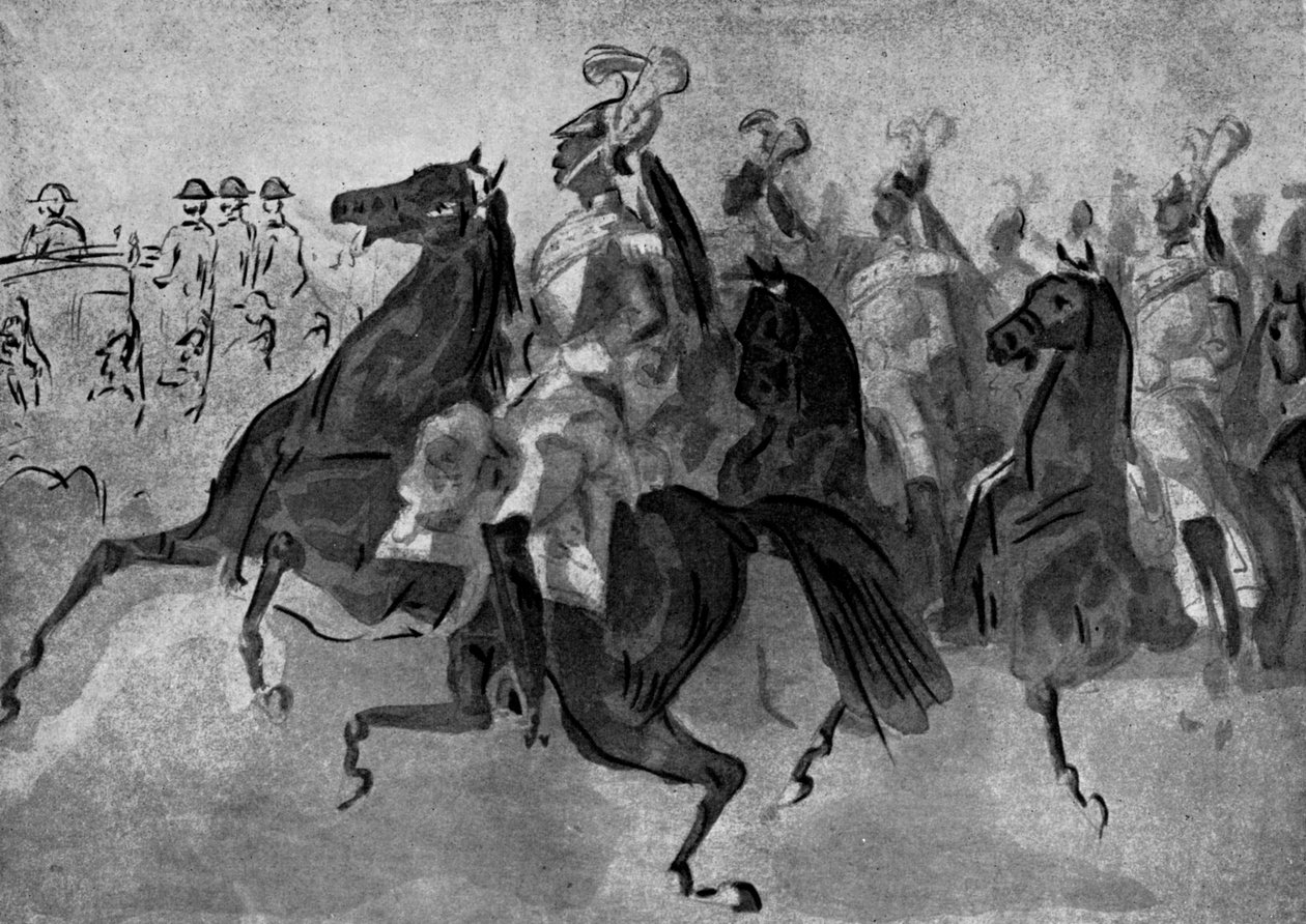 De escorte van cuirassiers, 19e eeuw, 1930 door Constantin Guys