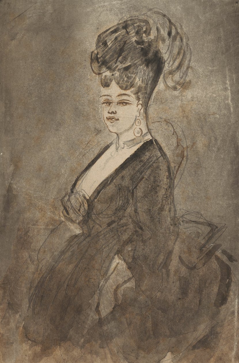 Driekwart Lengte Portret van een Vrouw door Constantin Guys
