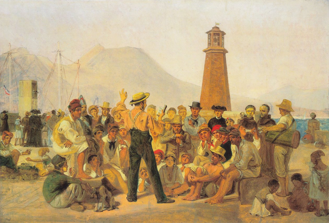 Een recitant van "Orlando Furioso" in de Molo, Napels door Constantin Hansen