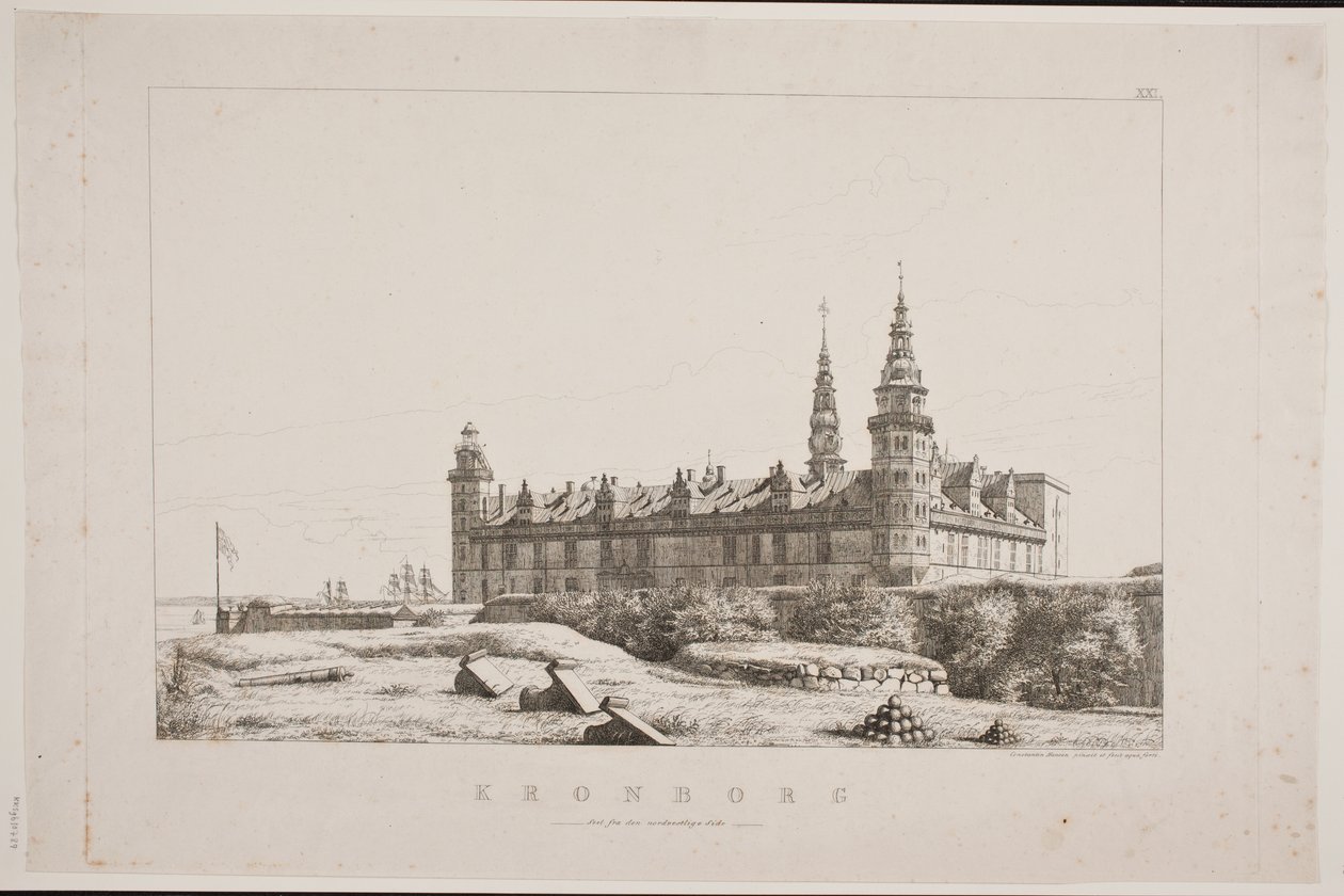 Kronborg gezien vanaf de noordwestelijke zijde door Constantin Hansen