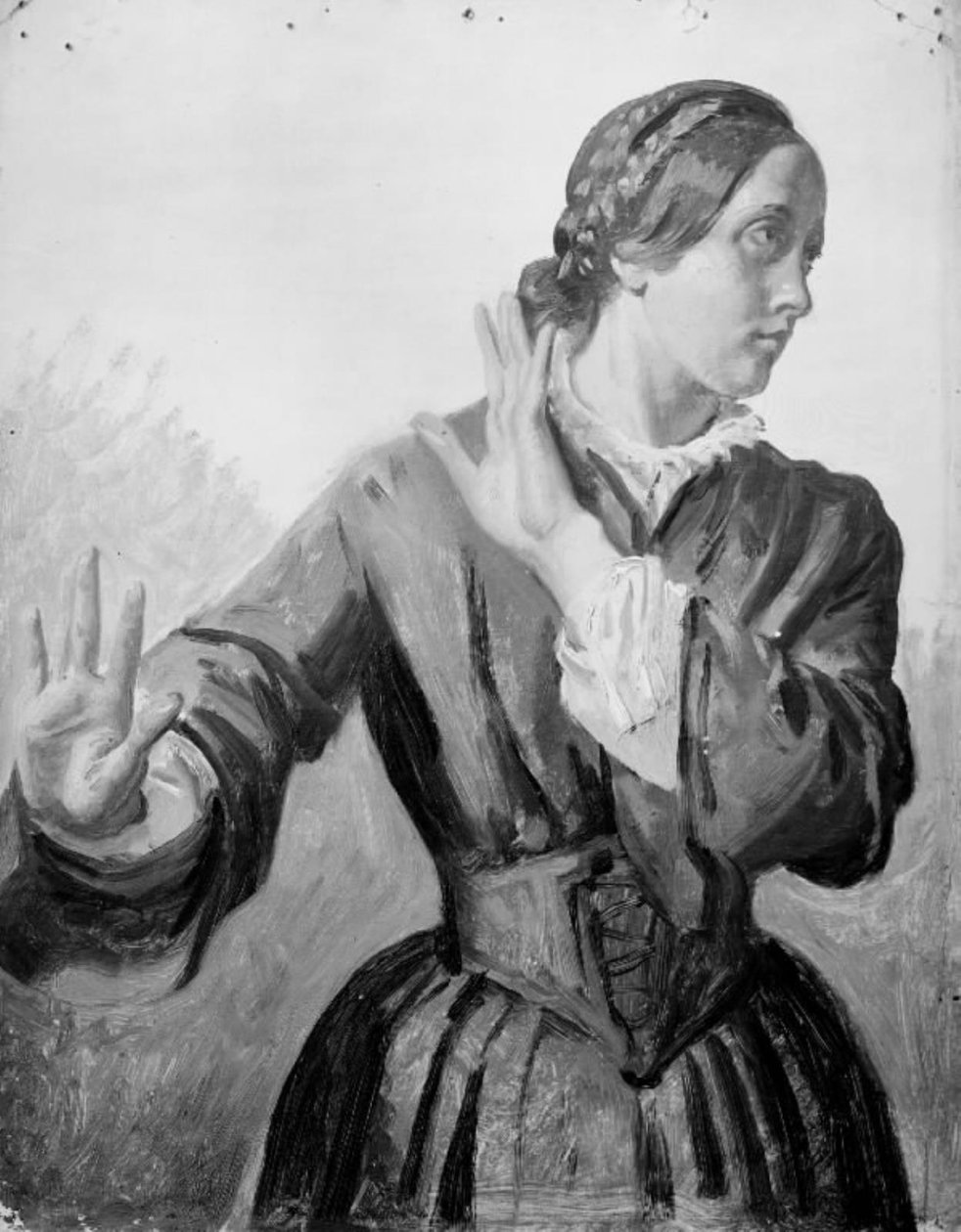 Studie van een jonge vrouw (Thora Købke) door Constantin Hansen