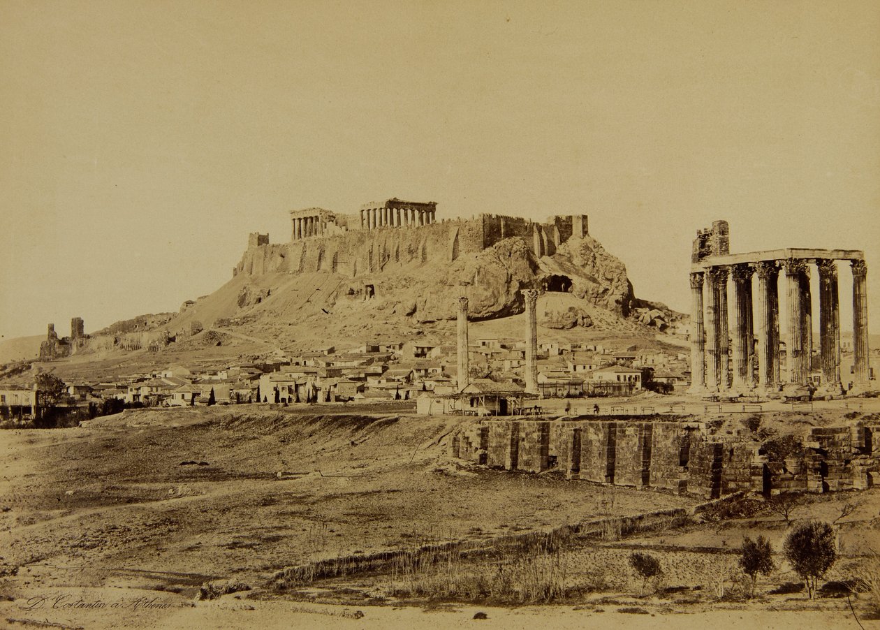 De Tempel van Olympische Zeus en de Akropolis op de achtergrond door Dimitrios Constantin