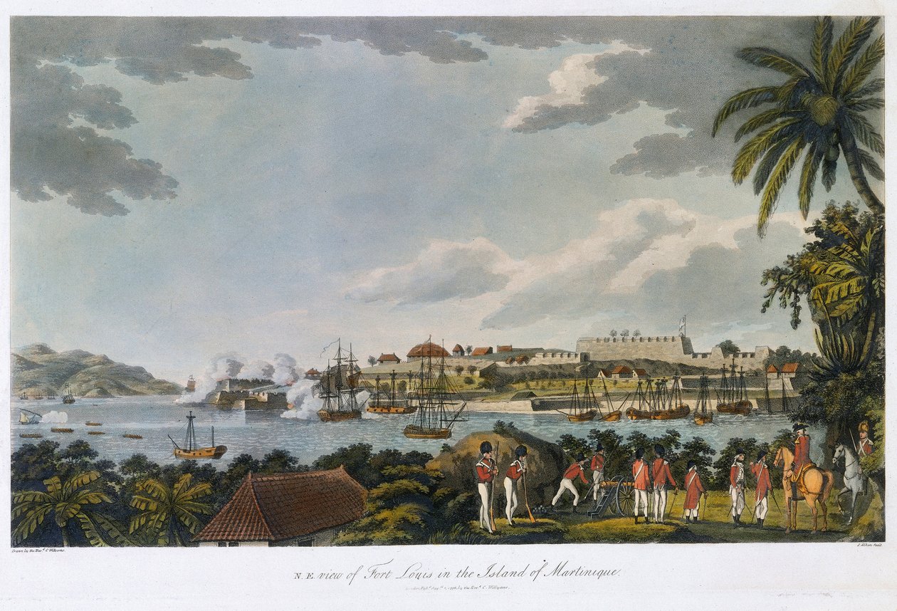 Noordoostelijk uitzicht op Fort Louis (Fort Saint Louis), Martinique, 5 februari - 22 maart door Cooper (after) Willyams