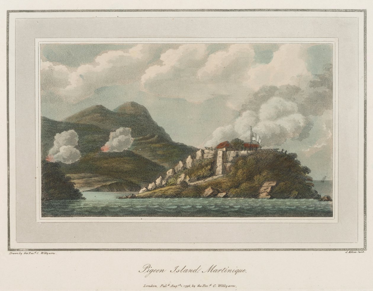 Pigeon Island in Martinique. Lithografie door dominee Cooper Willyams (1762-1816) door Cooper (after) Willyams