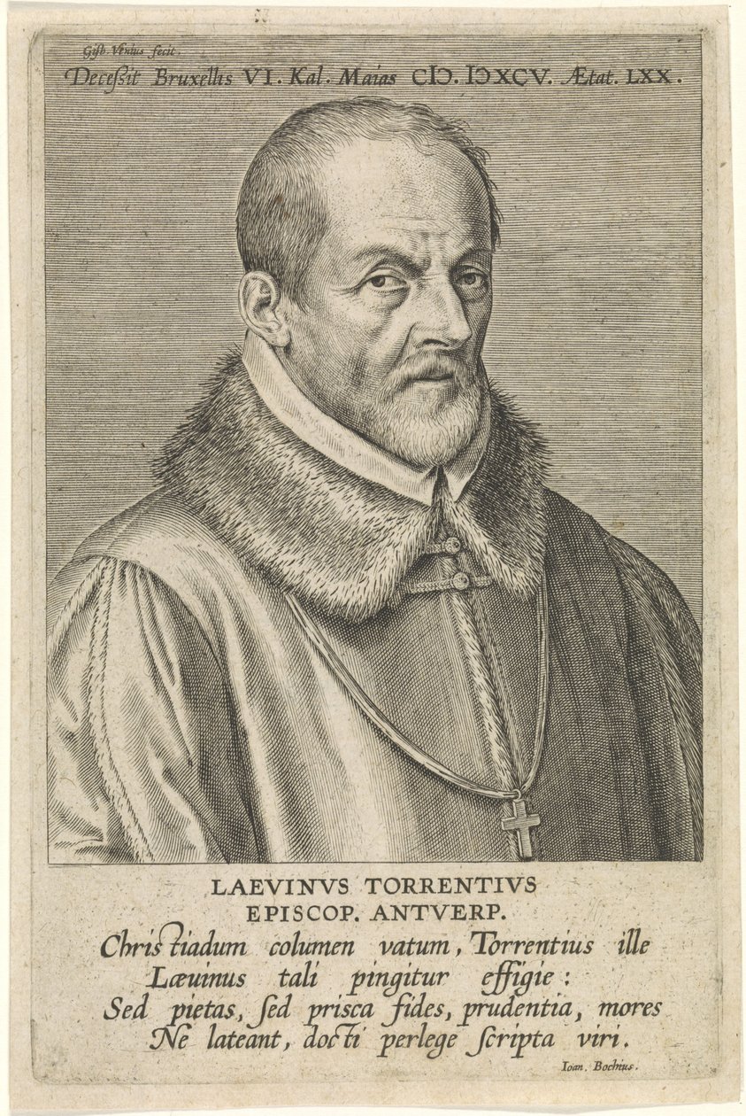 Een portret van Laevinus Torrentius door Cornelis Galle the Elder