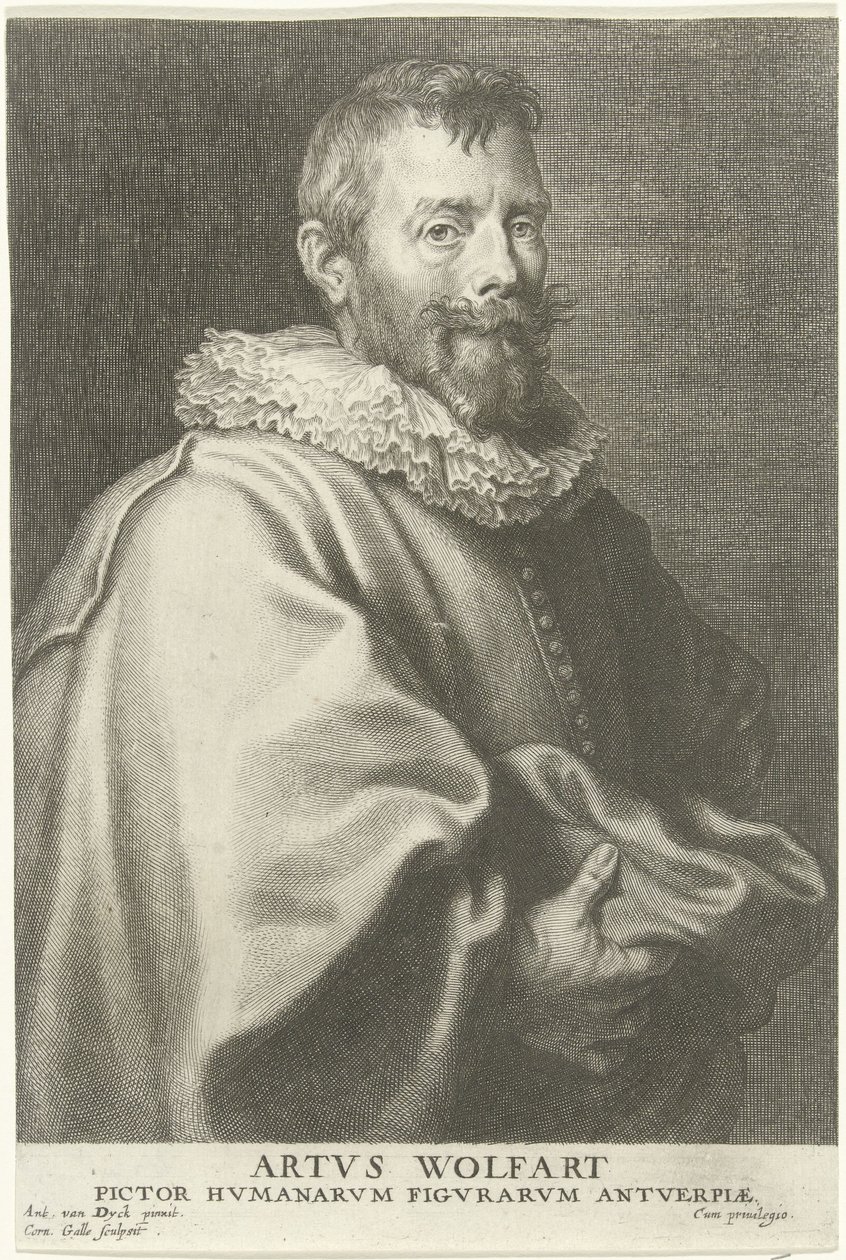 Portret van de schilder Artus Wolffort door Cornelis Galle the Elder
