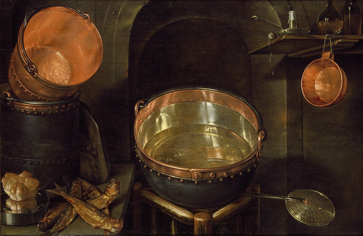 Stilleven van Keukengerei, 17e eeuw door Cornelis Jacobsz