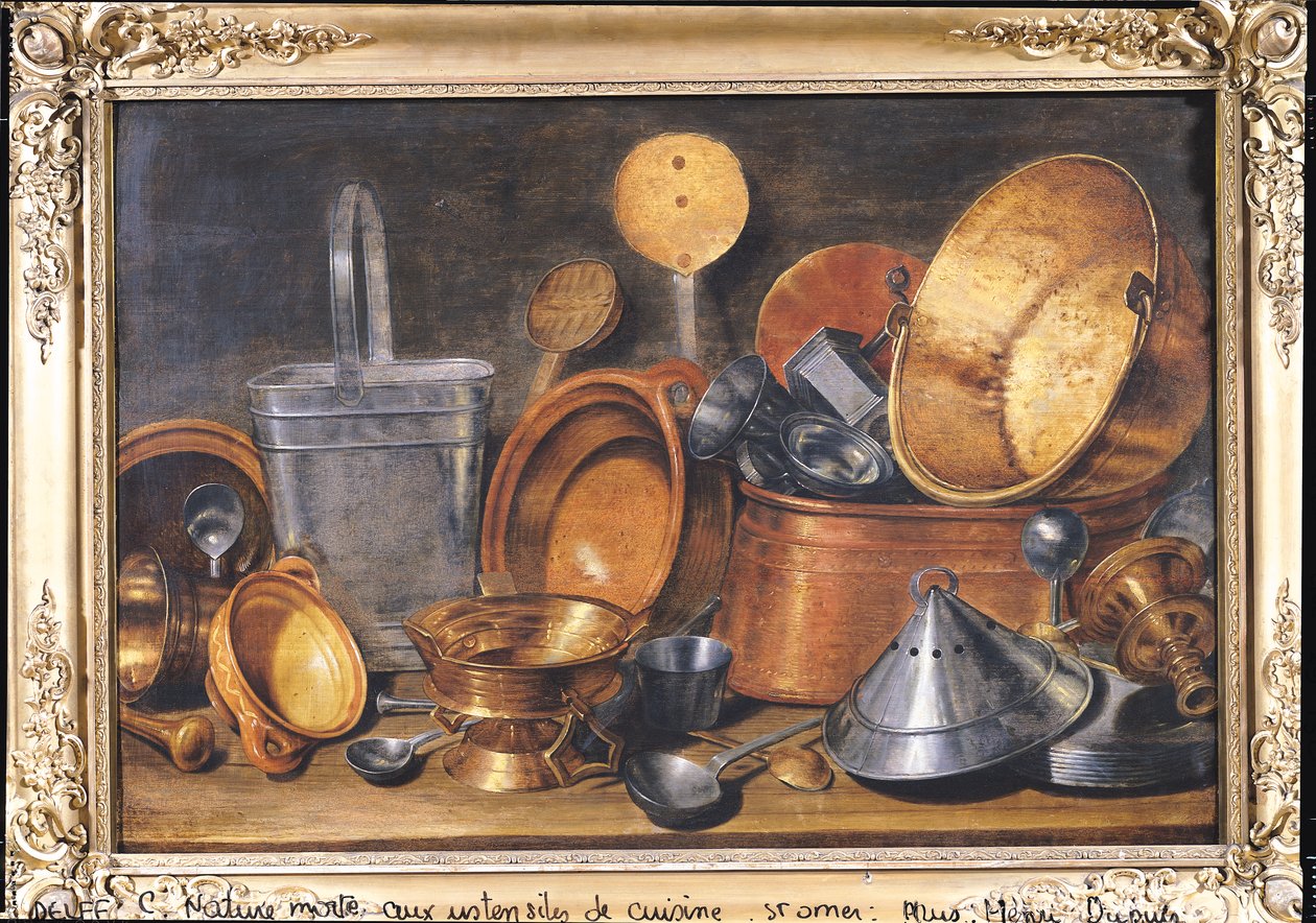 Stilleven met keukengerei door Cornelis Jacobsz